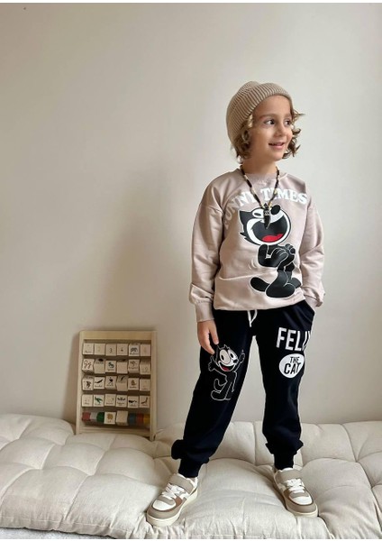 Erkek Çocuk 2 Iplik Alt Üst Eşofman Takımı Vizon 1666 fiyatları