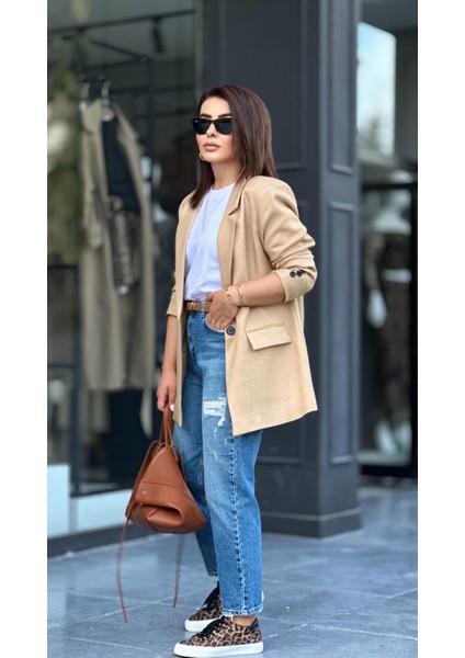 Taş Tek Düğme Yün Efekt Blazer Ceket fırsatları