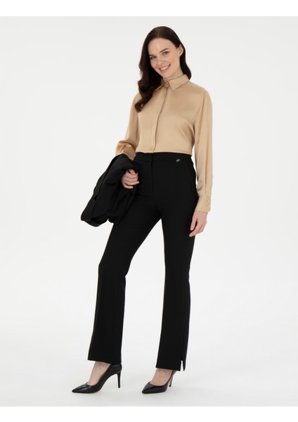 Kadın Siyah Flare Fit Kumaş Pantolon 50290397-Vr046