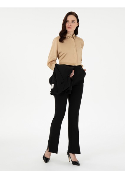 Kadın Siyah Flare Fit Kumaş Pantolon 50290397-Vr046 modelleri