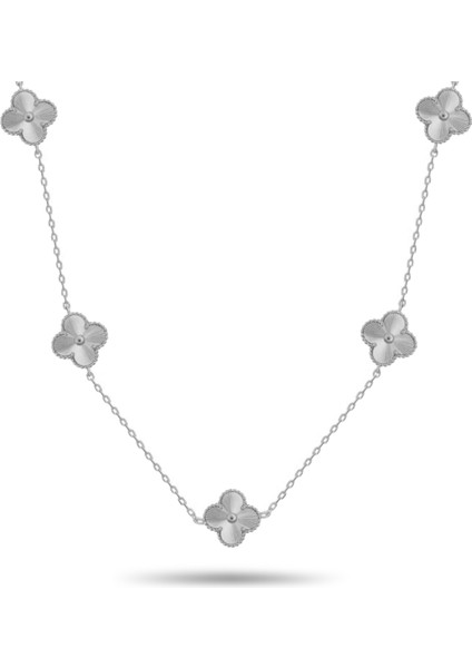 925 AyarGümüş Altın Yaldızlı Lazer Işlemeli Alhambra 5'li Yonca Kolye