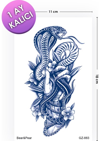 1 Ay Kalıcı Tattoo Gerçek Dövme Görünümlü Yılan Dövmesi fiyatları