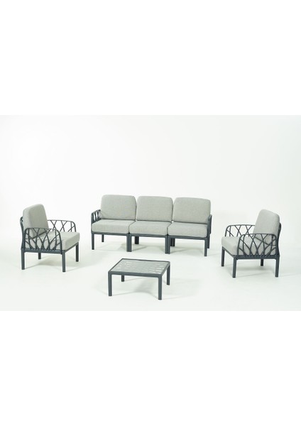 Garda Sofa Set 3+1+1+Sehpa Gri Minderli