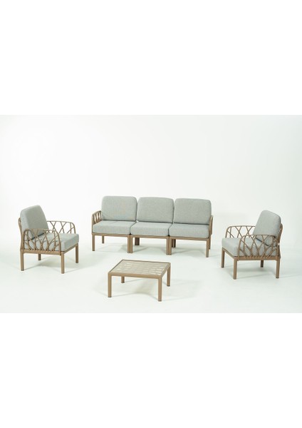 Garda Sofa Set 3+1+1+Sehpa Gri Minderli