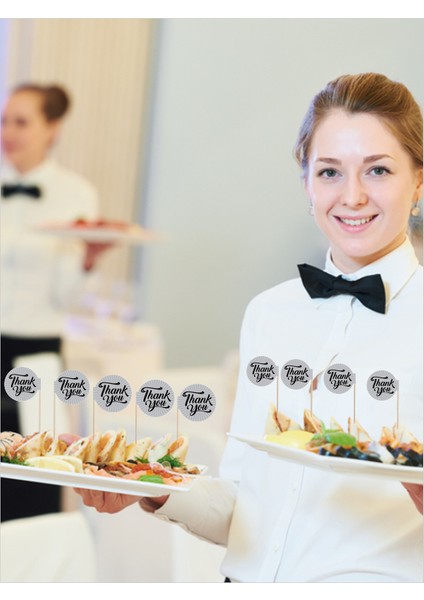 Thank You Yazılı Ikramlık, Sunumluk, Pasta ve Tatlı Üstü, Çay ve Kahve Yanı, Özel Gün, Davet, Etkinlik ve Organizasyonlar Için Ingilizce Teşekkür Ederim Yazılı Bayrak Kürdan