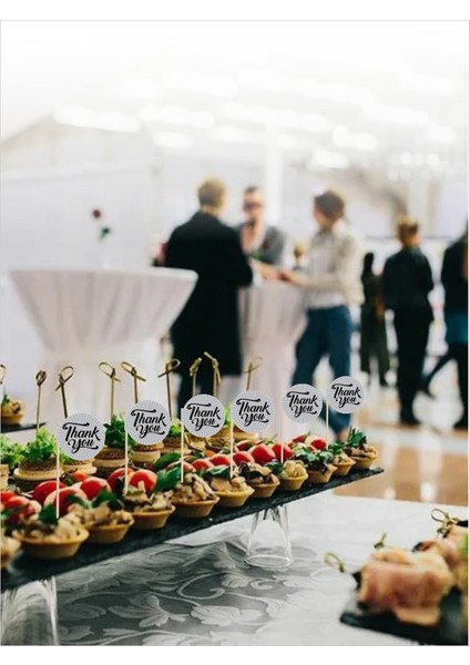 Thank You Yazılı Ikramlık, Sunumluk, Pasta ve Tatlı Üstü, Çay ve Kahve Yanı, Özel Gün, Davet, Etkinlik ve Organizasyonlar Için Ingilizce Teşekkür Ederim Yazılı Bayrak Kürdan modelleri