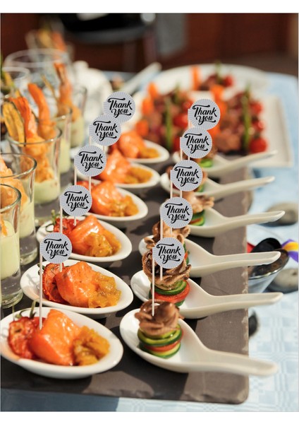 Thank You Yazılı Ikramlık, Sunumluk, Pasta ve Tatlı Üstü, Çay ve Kahve Yanı, Özel Gün, Davet, Etkinlik ve Organizasyonlar Için Ingilizce Teşekkür Ederim Yazılı Bayrak Kürdan indirimleri