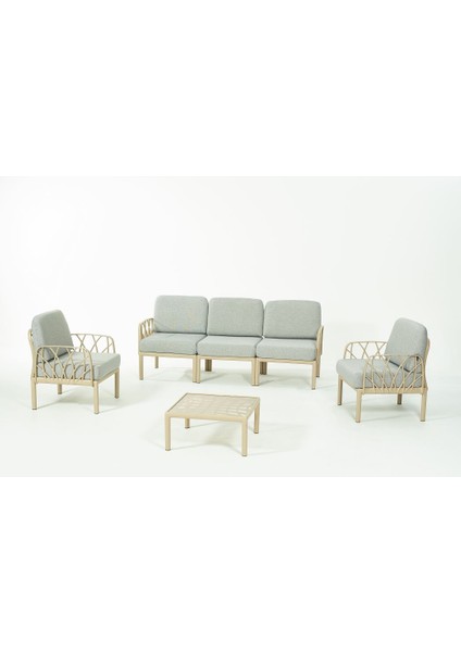 Garda Sofa Set 3+1+1+Sehpa Gri Minderli