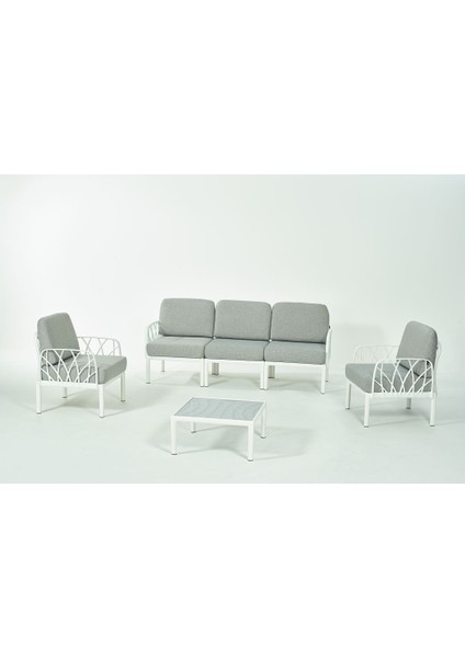 Garda Sofa Set 3+1+1+Sehpa Gri Minderli