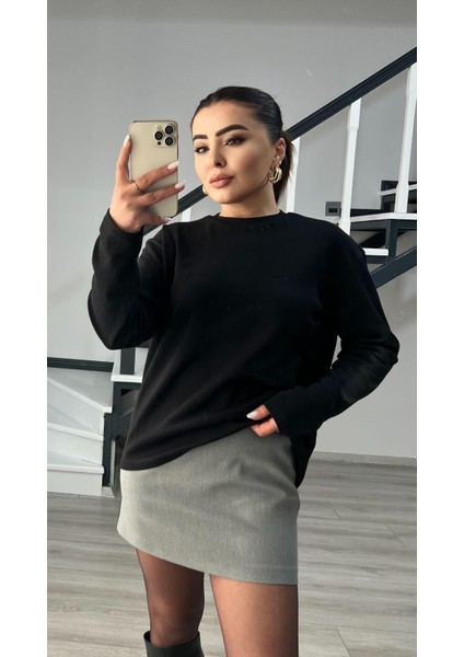 Siyah Tok Dokulu Basic Bluz