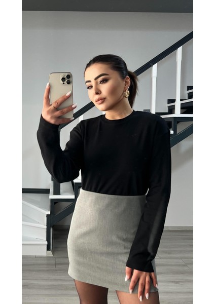 Siyah Tok Dokulu Basic Bluz