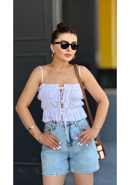 Beyaz Marka Model Büzgülü Bluz