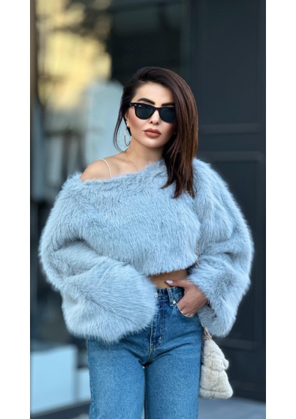 Marka Model Gri Crop Kürk fırsatları