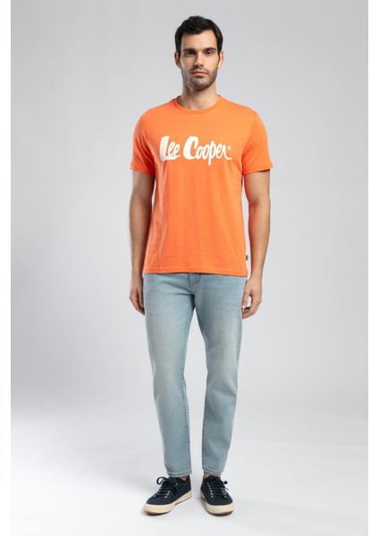 Londonlogo Erkek O Yaka T-Shirt Oranj