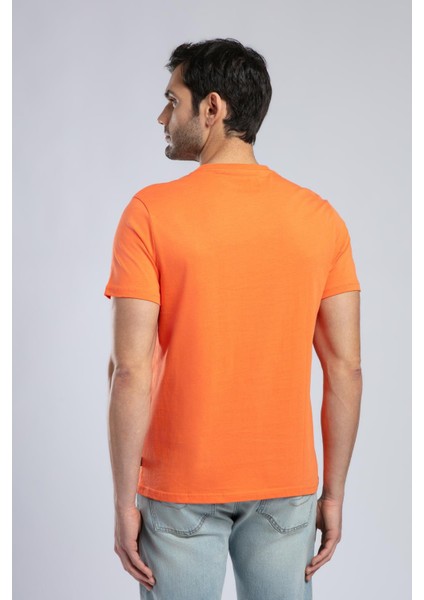 Londonlogo Erkek O Yaka T-Shirt Oranj modelleri