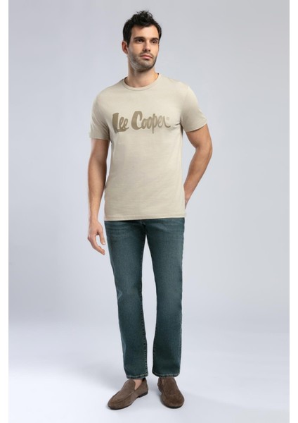 Londonlogo Erkek O Yaka T-Shirt Bej