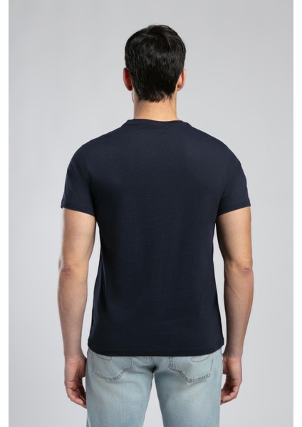 Londonlogo Erkek O Yaka T-Shirt Lacivert modelleri