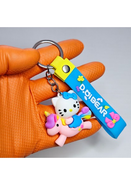 Anahtarlık Aksessuar 3D Silikon Anahtarlık Hello Kitty Figür Mavi