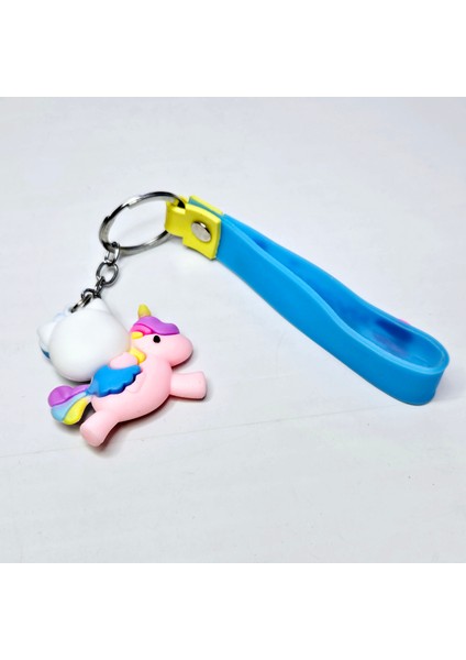 Anahtarlık Aksessuar 3D Silikon Anahtarlık Hello Kitty Figür Mavi