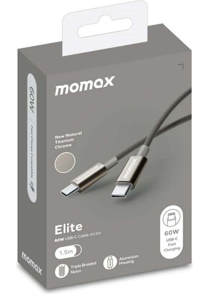 Elite 60W Usb-C - Usb-C Kablosu 1,5m Titanyum