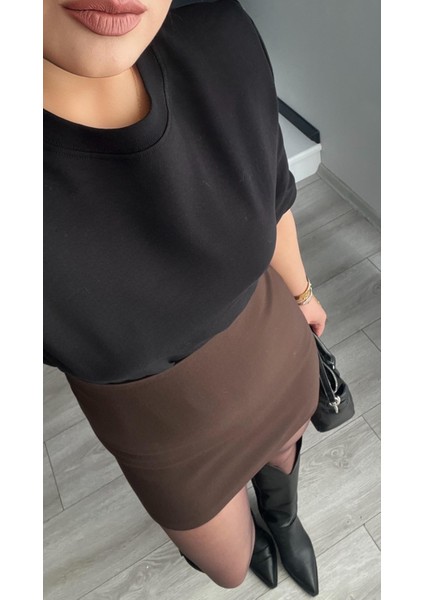 Siyah Premium Vatkalı Tişört modelleri