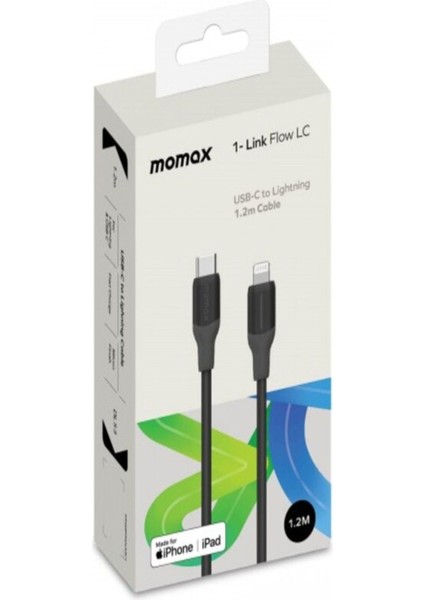 1-Link Usb-C To Lightning (1,2m / Destek 35W) Şarj + Veri Kablosu (Tpe + Silikon)" Siyah