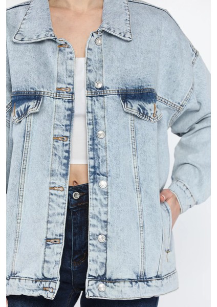 Kadın Oversize Jean Kot Ceket