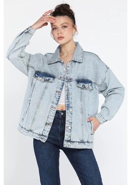 Kadın Oversize Jean Kot Ceket