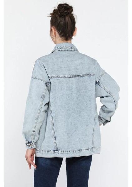 Kadın Oversize Jean Kot Ceket