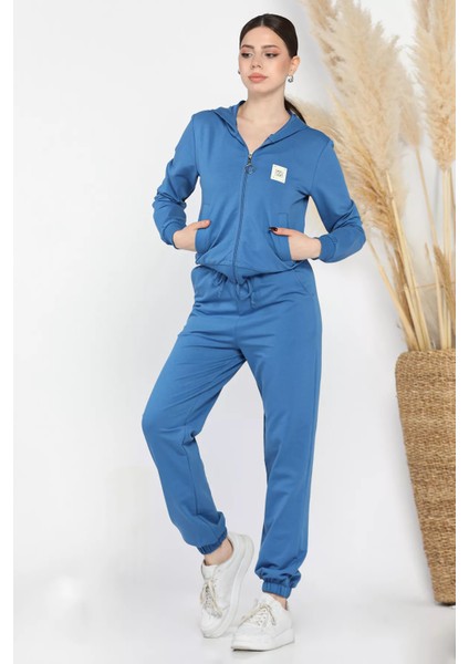 Kadın Kapüşonlu Fermuarlı Sweat Pantolon Eşofman Takımı fiyatları