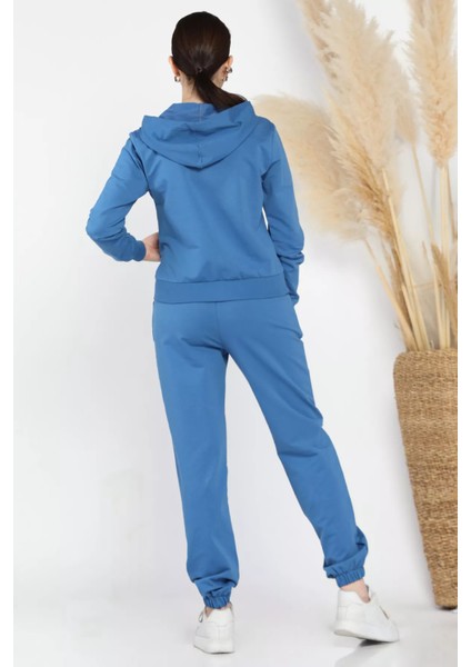 Kadın Kapüşonlu Fermuarlı Sweat Pantolon Eşofman Takımı modelleri