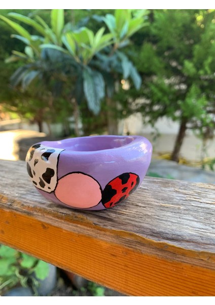 El Yapımı Seramik Mumluk Desenli Boho Tasarım Dekoratif Kase