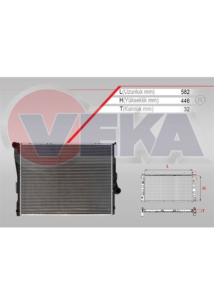 VEKA-16-1409B - Su Radyatoru Brazıng Bmw 3 Serısı (E46) 316 Ci A-T/m-T Ac+/- 1998-2005