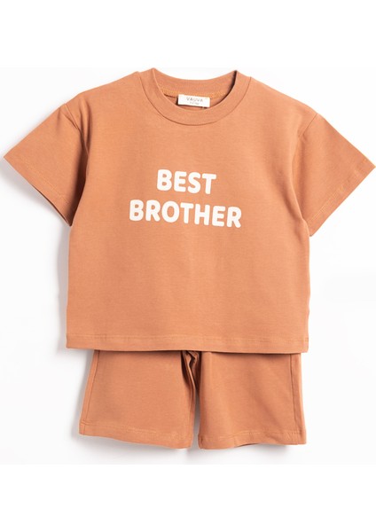 Baskılı Takım Şort Tişört Unisex Çocuk Baskılı Yazlık Takım