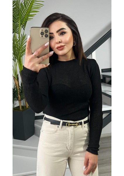 Siyah Transparan Ince Triko