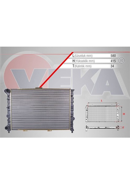 VEKA-16-1106 - Su Radyatoru Mekanık Alfa Romeo 156 (932) 1.6 Ts M-T Ac + 1997-2005