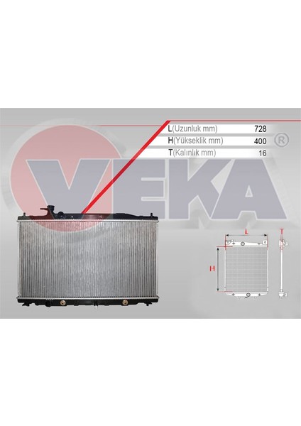 VEKA-16-2015B - Su Radyatoru Brazıng Honda Cr-V Iıı 2.0 I-Vtec A-T Ac+/- 2006-2012