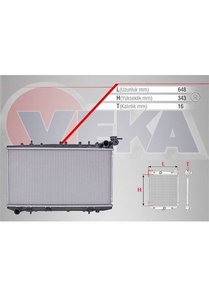 VEKA-16-3113B - Su Radyatoru Brazıng Nıssan Prımera (P10) 1.6i 16V M-T 1990-1998