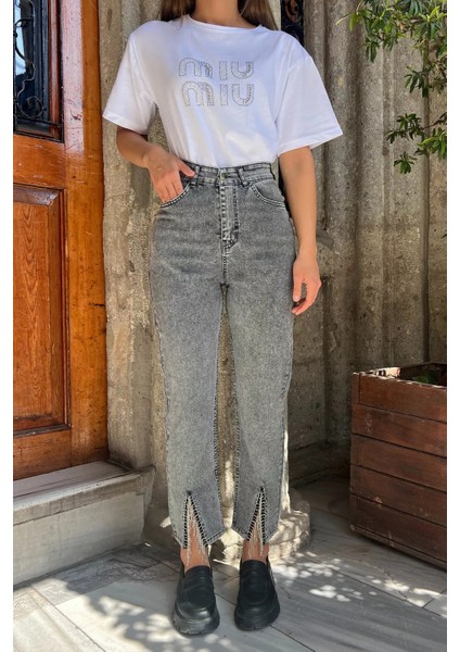 Paça Yırtmaçlı Likralı Kadın Jean Kot Pantolon modelleri