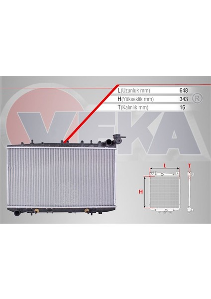 VEKA-16-3114B - Su Radyatoru Brazıng Nıssan Prımera 1.6 P10 A-T 1990-1996