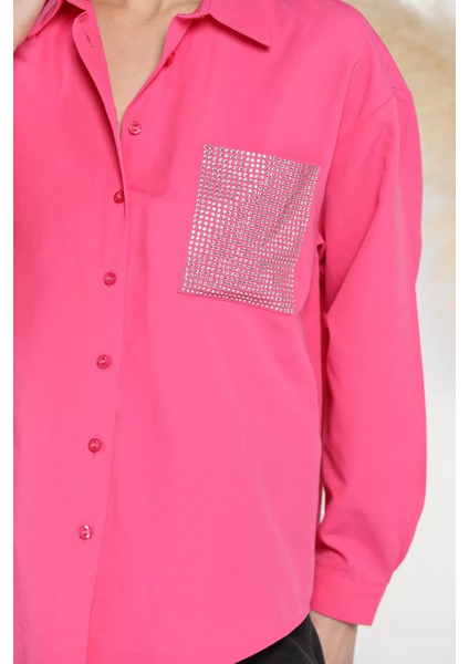 Taş Işlemeli Oversize Kadın Gömlek fırsatları