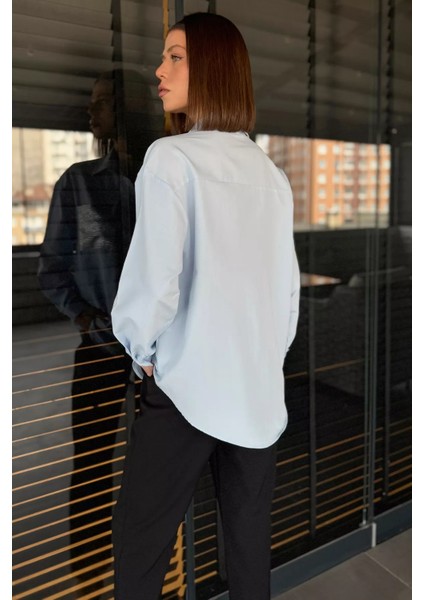 Taş Işlemeli Oversize Kadın Gömlek