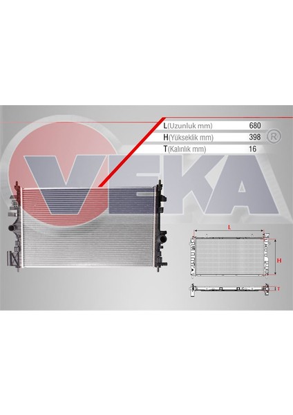 VEKA-16-3252 - Su Radyatoru Mekanık Opel Insıgnıa 1.6 T M-T Ac +/- 2008-