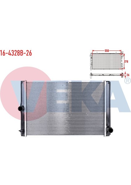 VEKA-16-4328B-26 - Su Radyatoru Brazıng Kalınlık 26MM Totoya Corolla (E15_) 2007-2012/ Corolla (E18_) 2012-2018/ Aurıs (E15_) 2007-2012/ Aurıs (E18_) 2012-2018 1.4 D-4d M-T Ac+/-