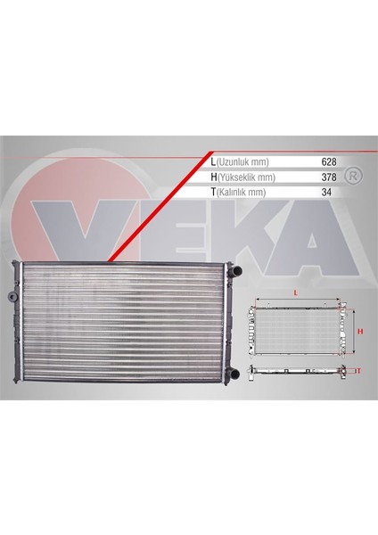 VEKA-16-4408 - Su Radyatoru Mekanık Volkswagen Caddy Iı (9K9A) 1.9 D M-T 1995-2004