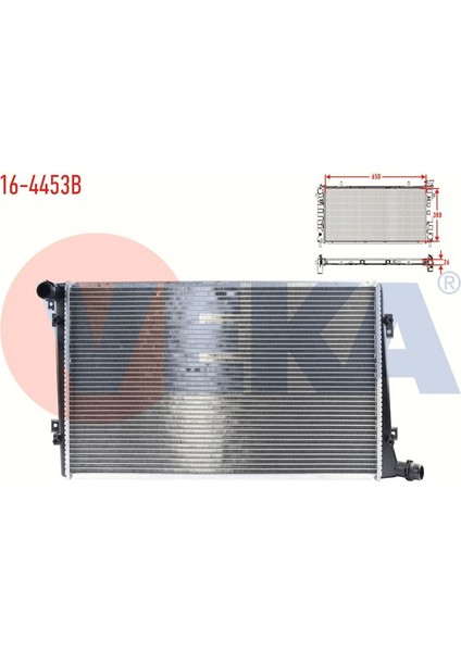 VEKA-16-4453B - Su Radyatoru Brazıng Volkswagen Caddy Iıı (2kb,2kj,2cb,2cj) 1.9 Tdı (Bls Motor) A-T/m-T Ac+/- 2004-2015