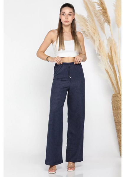 Kadın Bel Lastikli Bol Paça Pantolon P-00012454