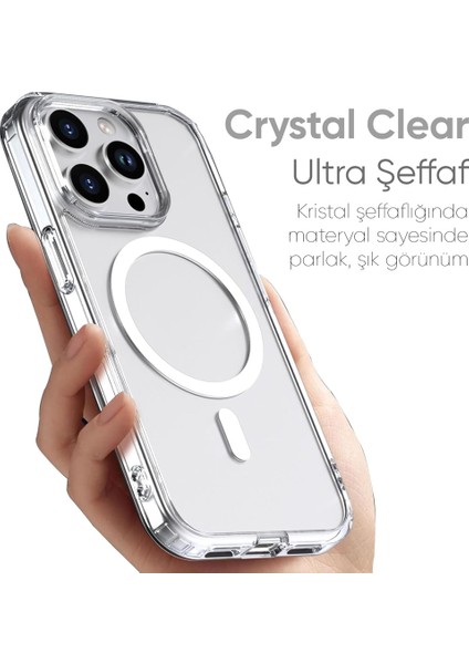 iPhone 16 Pro Kılıf Magsafe Özellikli Şeffaf Silikon Kapak