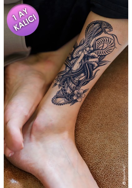 1 Ay Kalıcı Tattoo Gerçek Dövme Görünümlü Yılan Dövmesi