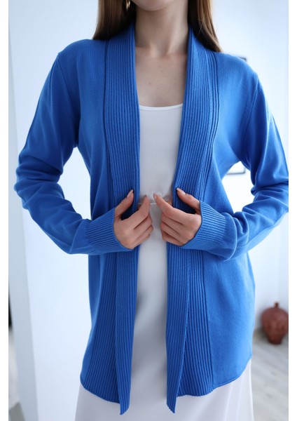 Kadın Mavi Fitilli Uzun Hırka fiyatları